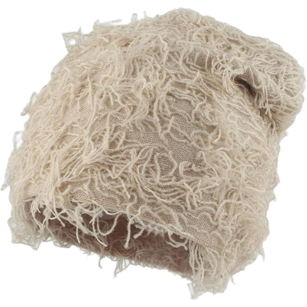 image:imageGnrique Bonnet Casquette Homme Chapeau en Laine tricot en dtresseChapeau dhiver PelucheLaine pais et Chaudde Neige pour Femmestricot de Ski Plein airBeige