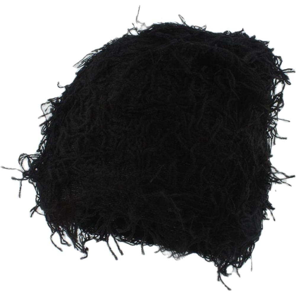 image:imageGnrique Bonnet Casquette Homme Chapeau en Laine tricot en dtresseChapeau dhiver PelucheLaine pais et Chaudde Neige pour Femmestricot de Ski Plein airLe noir