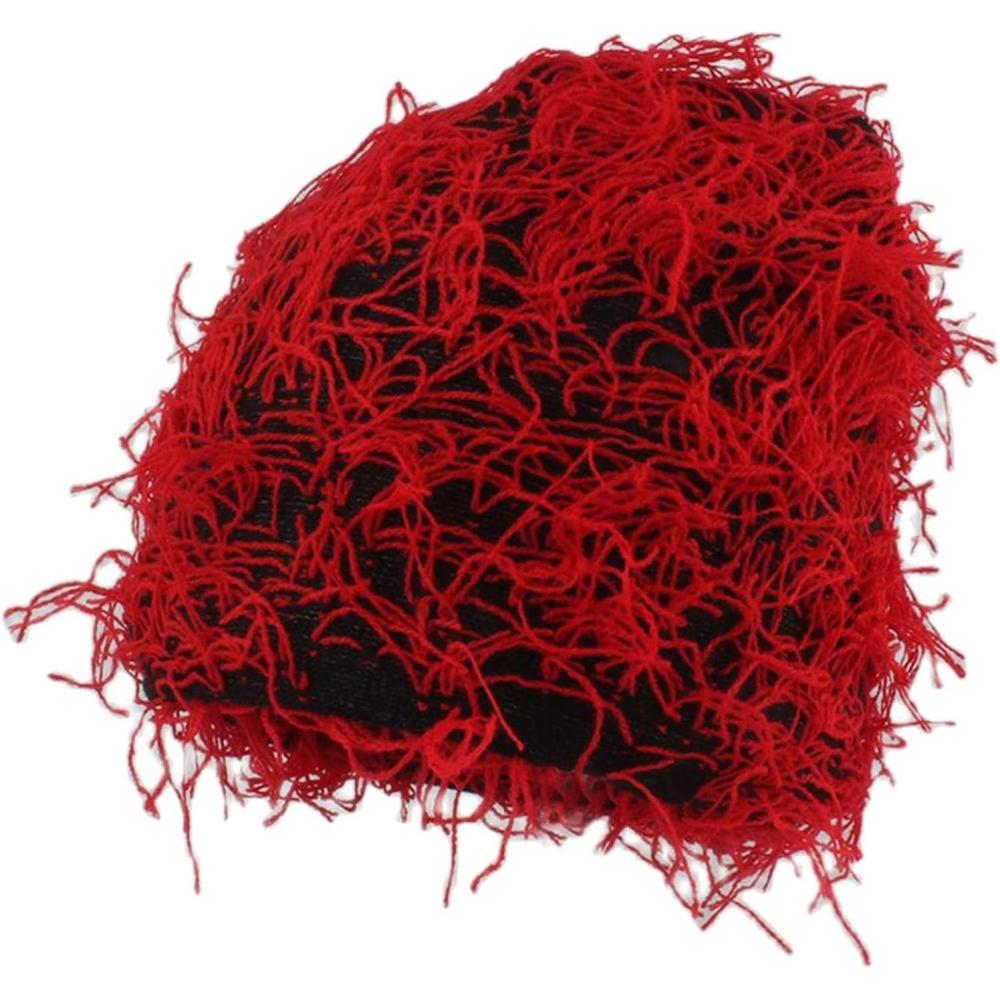 image:imageGnrique Bonnet Casquette Homme Chapeau en Laine tricot en dtresseChapeau dhiver PelucheLaine pais et Chaudde Neige pour Femmestricot de Ski Plein airRouge