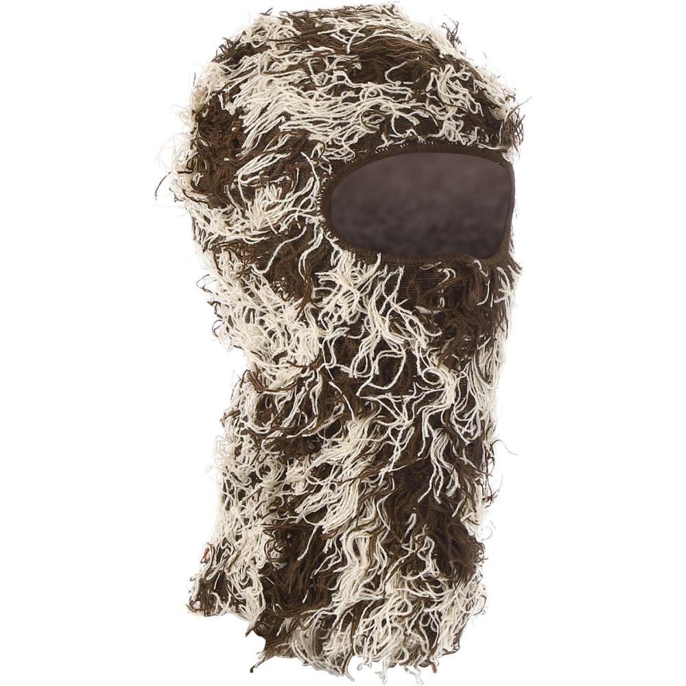 image:imagePATIKIL Cagoule de Ski en Dtresse Masque Facial Tricot Camouflage Balaclava CoupeVent pour Femmes Hommes Sports de Plein Air BeigeMarron