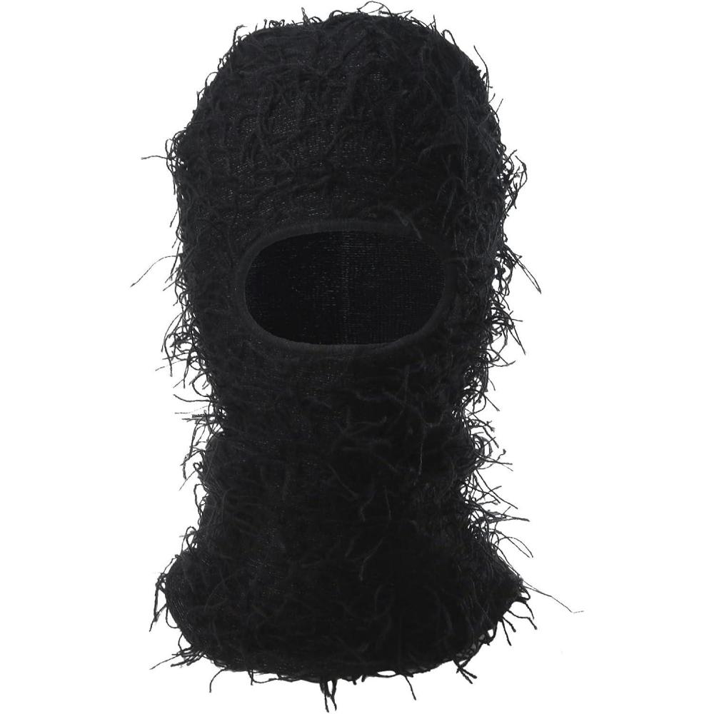 imageSki en DTresse 20 Couleurs Tricot Plein Visage Chapeaux dhiver sans DMangeaisons pour Hommes Femmes Polaire Doubl Doux Chaud Chapeau Bas Bonnet Casquette Cowboys Chapeau FeutreLe noir