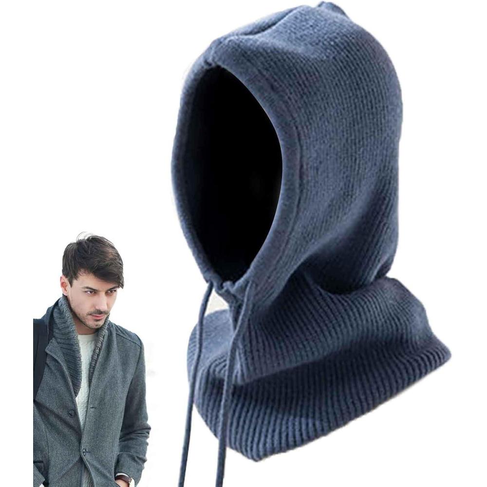 image:imageCouverture faciale complte de Ski dhiver Couverture de Ski CoupeVent Chapeau Bonnet en dtresse avec Couverture complte tricote Extensible et Douce pour la randonne Le Ski laBleu