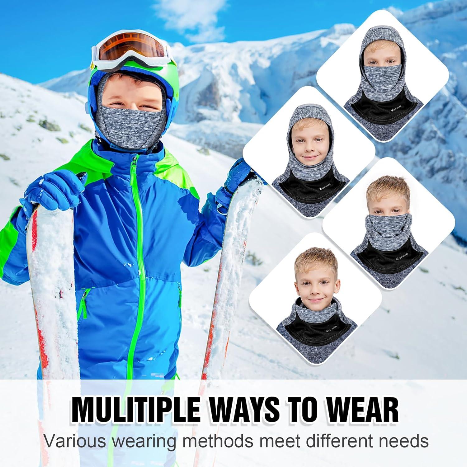 image:imageCagoule dhiver Thermique pour Enfants 613Ans Multifonction Coupe Masque de Ski Cyclisme Casquette Bonnet Chapeau avec CacheCou pour Garons et Filles Sports dhiver en Plein AirRose