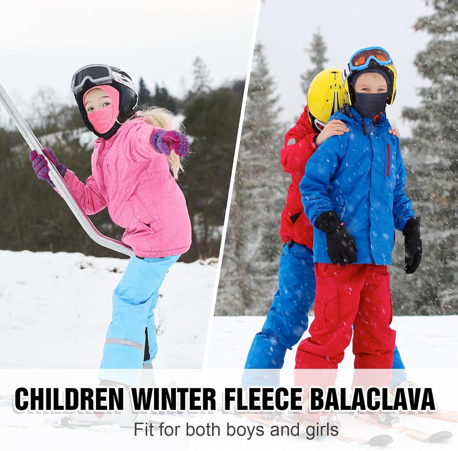 image:imageCagoule dhiver Thermique pour Enfants 613Ans Multifonction Coupe Masque de Ski Cyclisme Casquette Bonnet Chapeau avec CacheCou pour Garons et Filles Sports dhiver en Plein AirRose