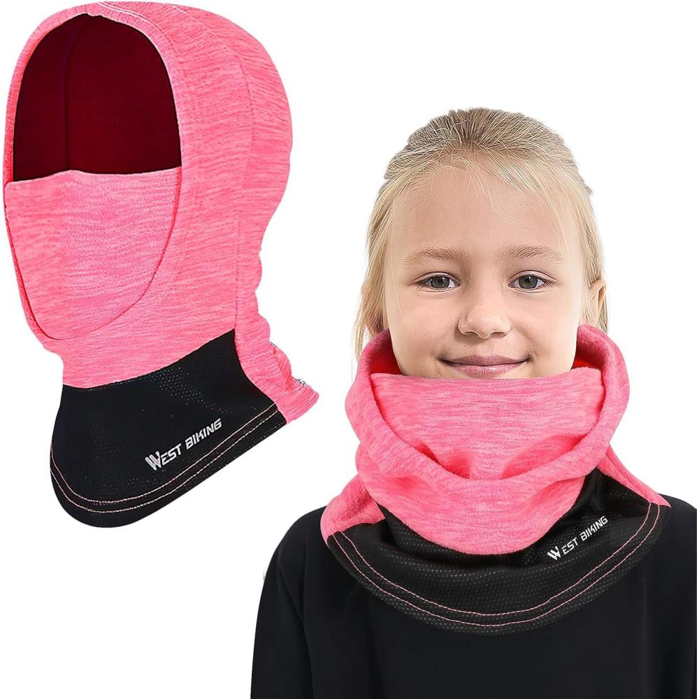 image:imageCagoule dhiver Thermique pour Enfants 613Ans Multifonction Coupe Masque de Ski Cyclisme Casquette Bonnet Chapeau avec CacheCou pour Garons et Filles Sports dhiver en Plein AirRose