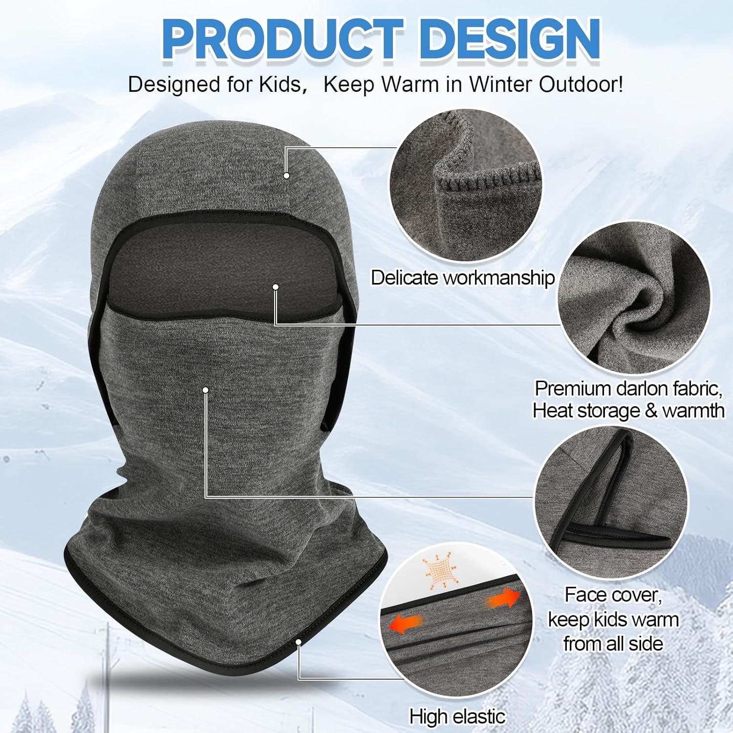 image:imageCagoule dhiver Thermique pour Enfants 614 Ans Multifonction CoupeVent Masque de Ski Bonnet de Cyclisme avec CacheCou Casquette Chapeau pour Garons et Filles Sports dhiver en Plein AirBleu royal