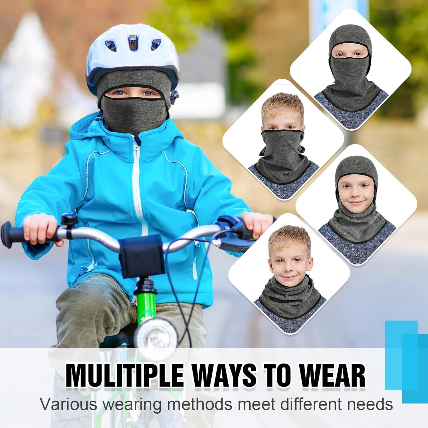 image:imageCagoule dhiver Thermique pour Enfants 614 Ans Multifonction CoupeVent Masque de Ski Bonnet de Cyclisme avec CacheCou Casquette Chapeau pour Garons et Filles Sports dhiver en Plein AirBleu royal