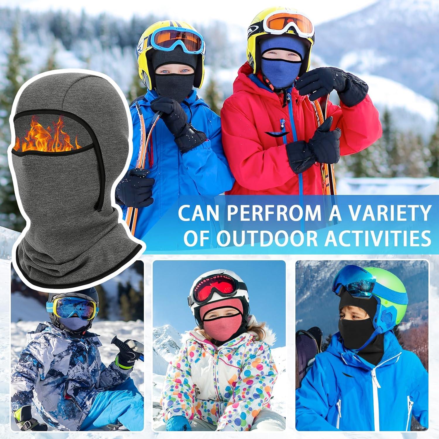 image:imageCagoule dhiver Thermique pour Enfants 614 Ans Multifonction CoupeVent Masque de Ski Bonnet de Cyclisme avec CacheCou Casquette Chapeau pour Garons et Filles Sports dhiver en Plein AirBleu royal