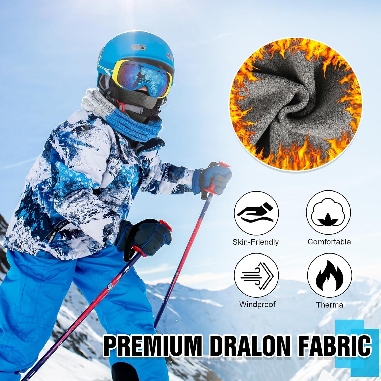 image:imageCagoule dhiver Thermique pour Enfants 614 Ans Multifonction CoupeVent Masque de Ski Bonnet de Cyclisme avec CacheCou Casquette Chapeau pour Garons et Filles Sports dhiver en Plein AirBleu royal