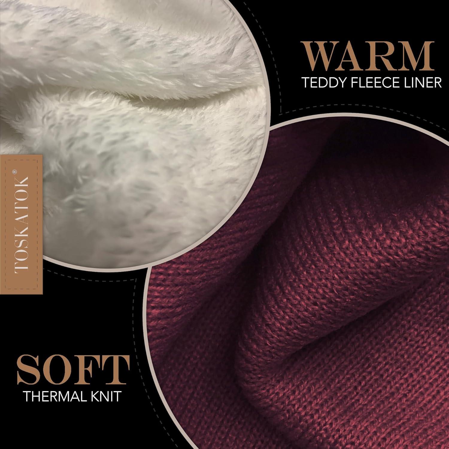 image:imageTOSKATOK Bonnet en Tricot dhiver Doux et Chaud Unisexe pour Femme et Homme avec Doublure en Polaire Thermique Douce Taille UniqueBOURGOGNE
