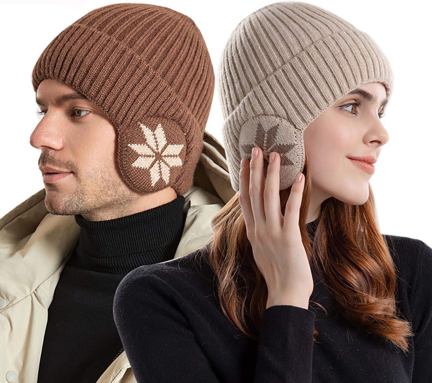 image:imageYAMEE Bonnets Tricoter Hommes avec CacheOreilles ChaudBonnets Slouch Beanie Hommes Peluche DouxChapeau dhiver Femme Bonnet Tricot CoupeVentSki Hiver Chapeaux Unisexe pour Activit de Plain AirBeige
