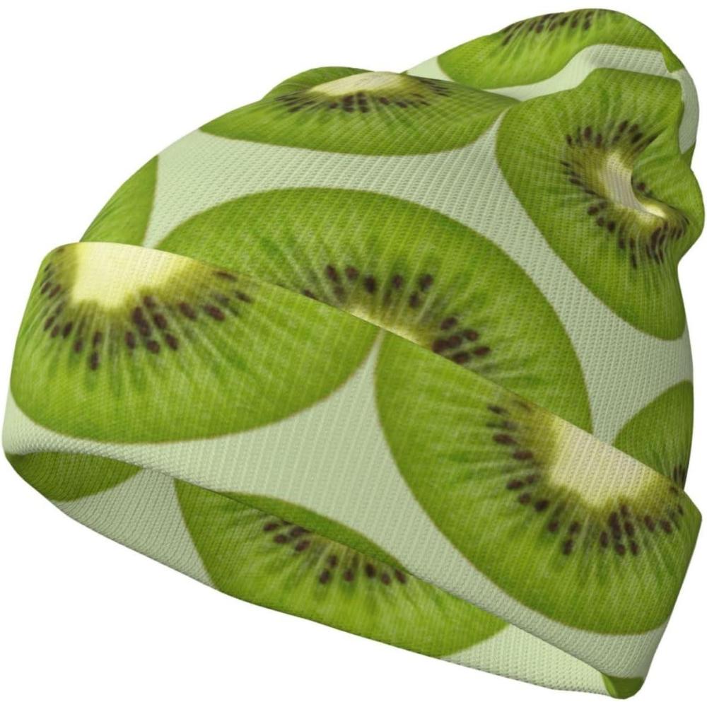 image:imageKiwi Slice Bonnet tricot unisexe en tricot chaud Chapeaux dhiver tendance et doux pour homme et femme Noir