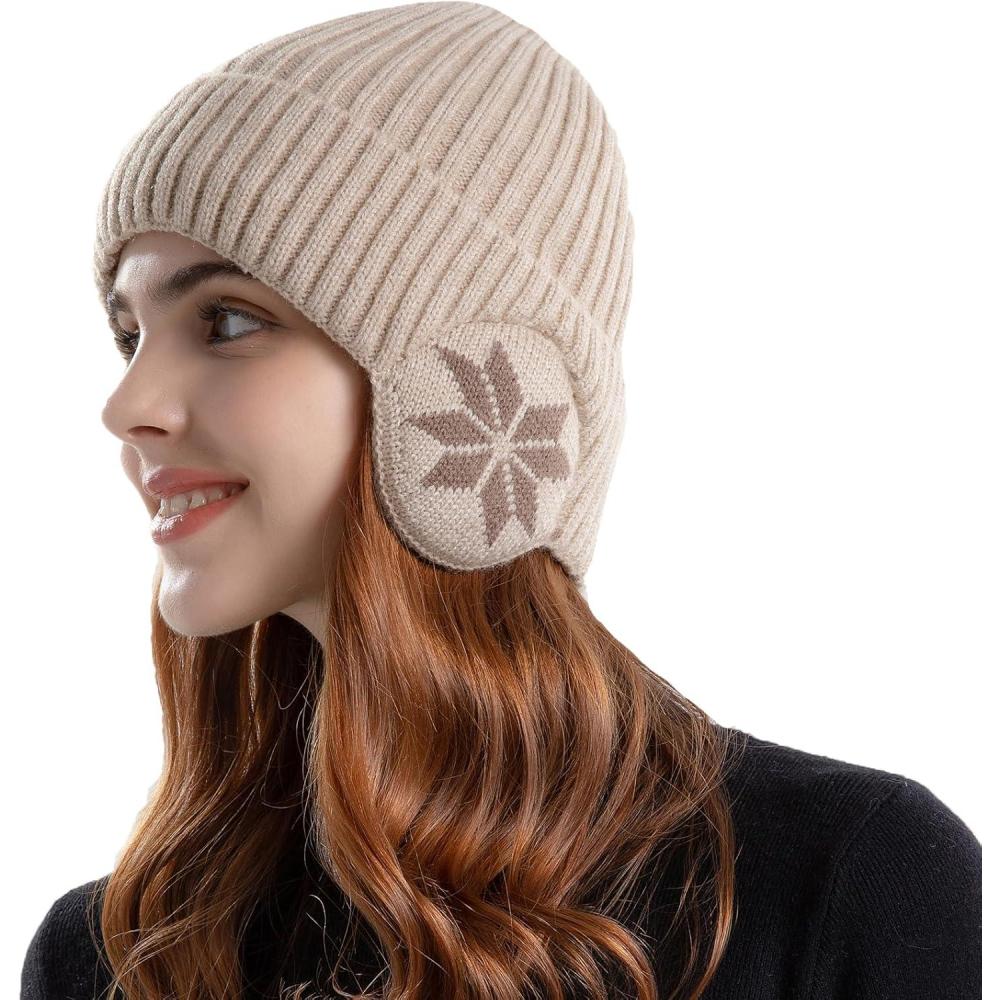 image:imageYAMEE Bonnets Tricoter Hommes avec CacheOreilles ChaudBonnets Slouch Beanie Hommes Peluche DouxChapeau dhiver Femme Bonnet Tricot CoupeVentSki Hiver Chapeaux Unisexe pour Activit de Plain AirBeige
