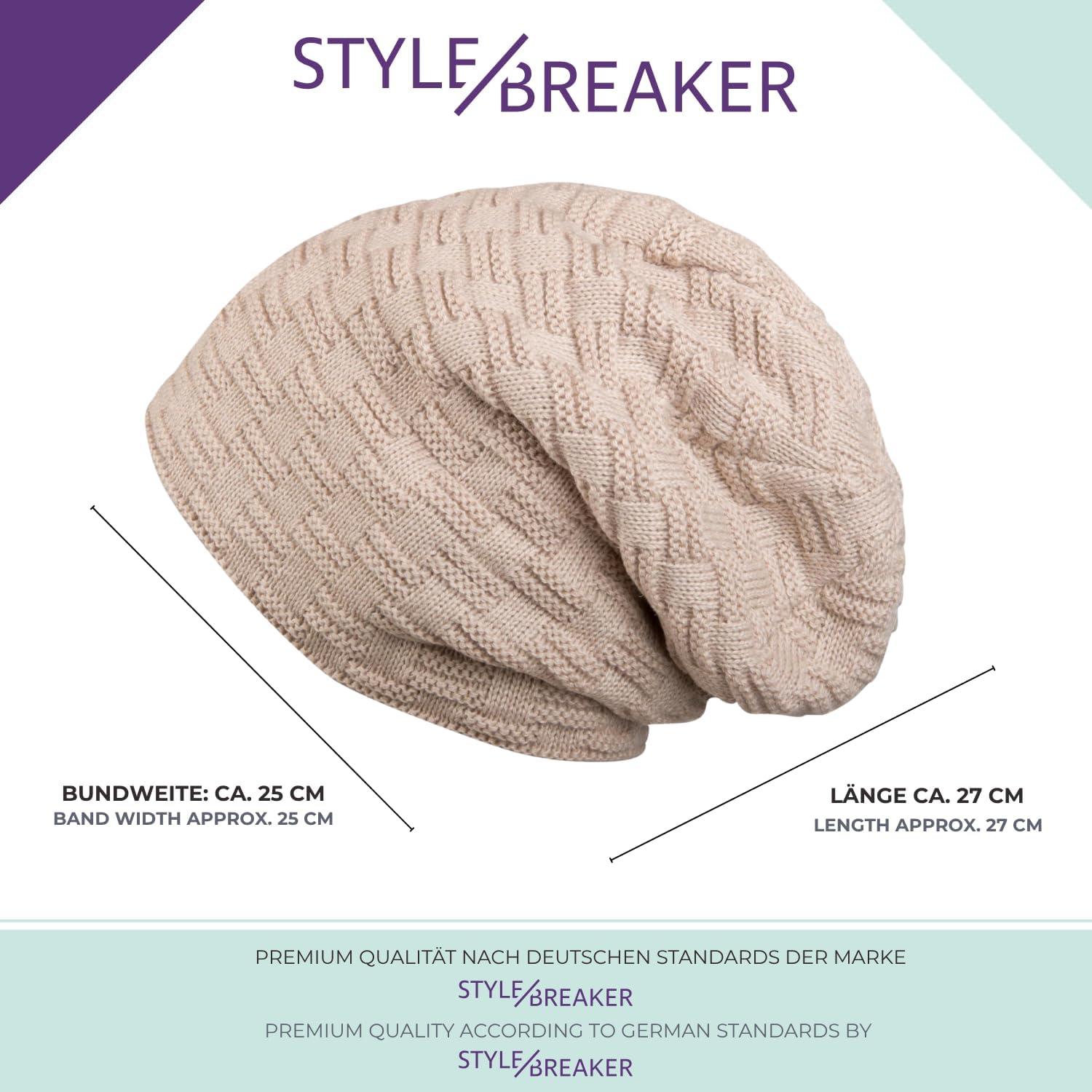 image:imagestyleBREAKER Bonnet Long en Maille Fine avec Motif Tress et Doublure Intrieure en Polaire Chaude Bonnet dhiver Tricot Unisexe lastique Doux Confortable ChaudMarron clair