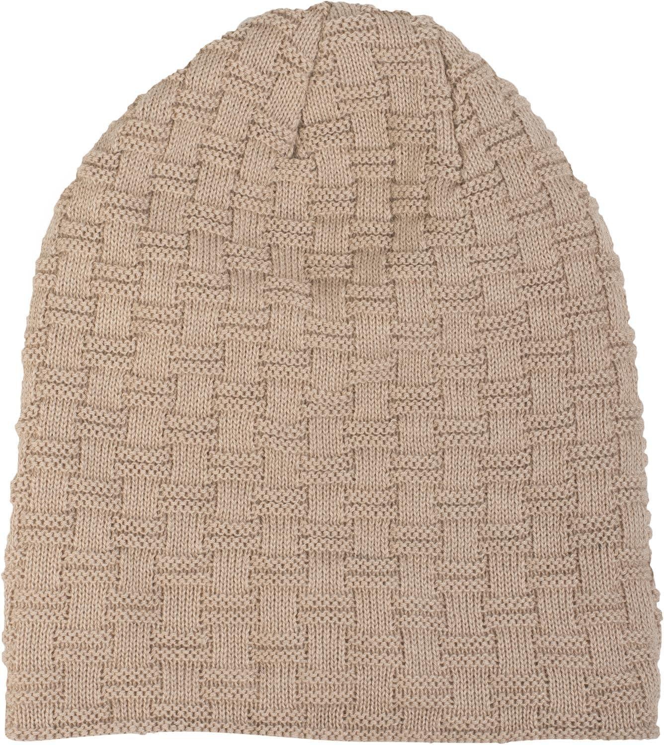 image:imagestyleBREAKER Bonnet Long en Maille Fine avec Motif Tress et Doublure Intrieure en Polaire Chaude Bonnet dhiver Tricot Unisexe lastique Doux Confortable ChaudMarron clair