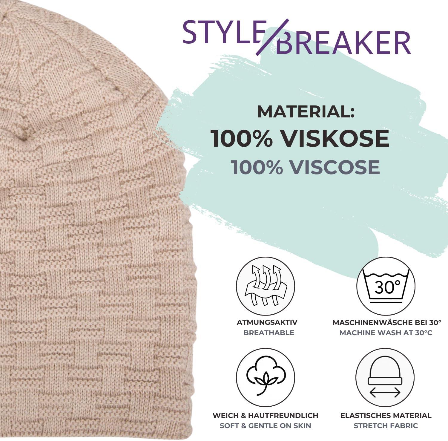 image:imagestyleBREAKER Bonnet Long en Maille Fine avec Motif Tress et Doublure Intrieure en Polaire Chaude Bonnet dhiver Tricot Unisexe lastique Doux Confortable ChaudMarron clair