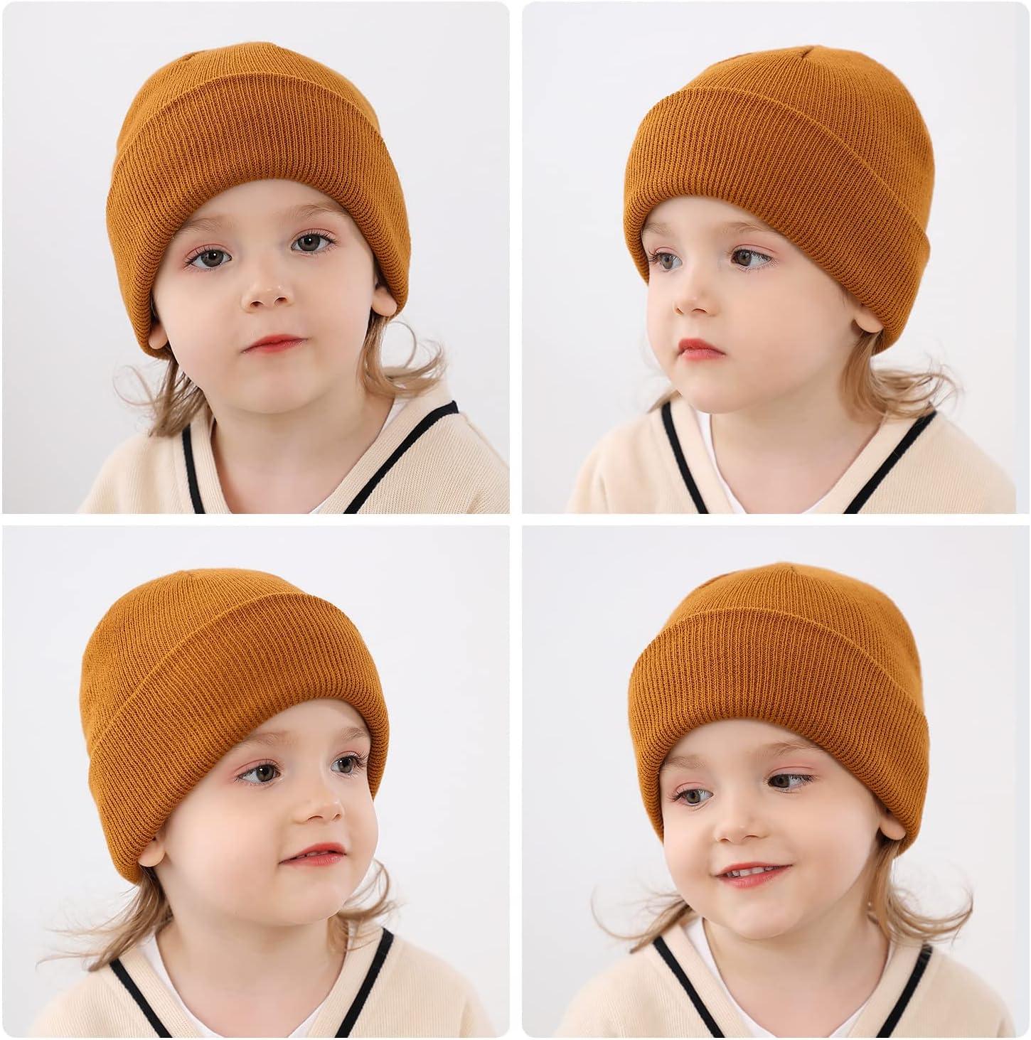 image:imageBonnet dhiver pour bb et enfant Tricot doux Unisexe Pour bb garon et fille de 3 mois 6 ansOrange 01