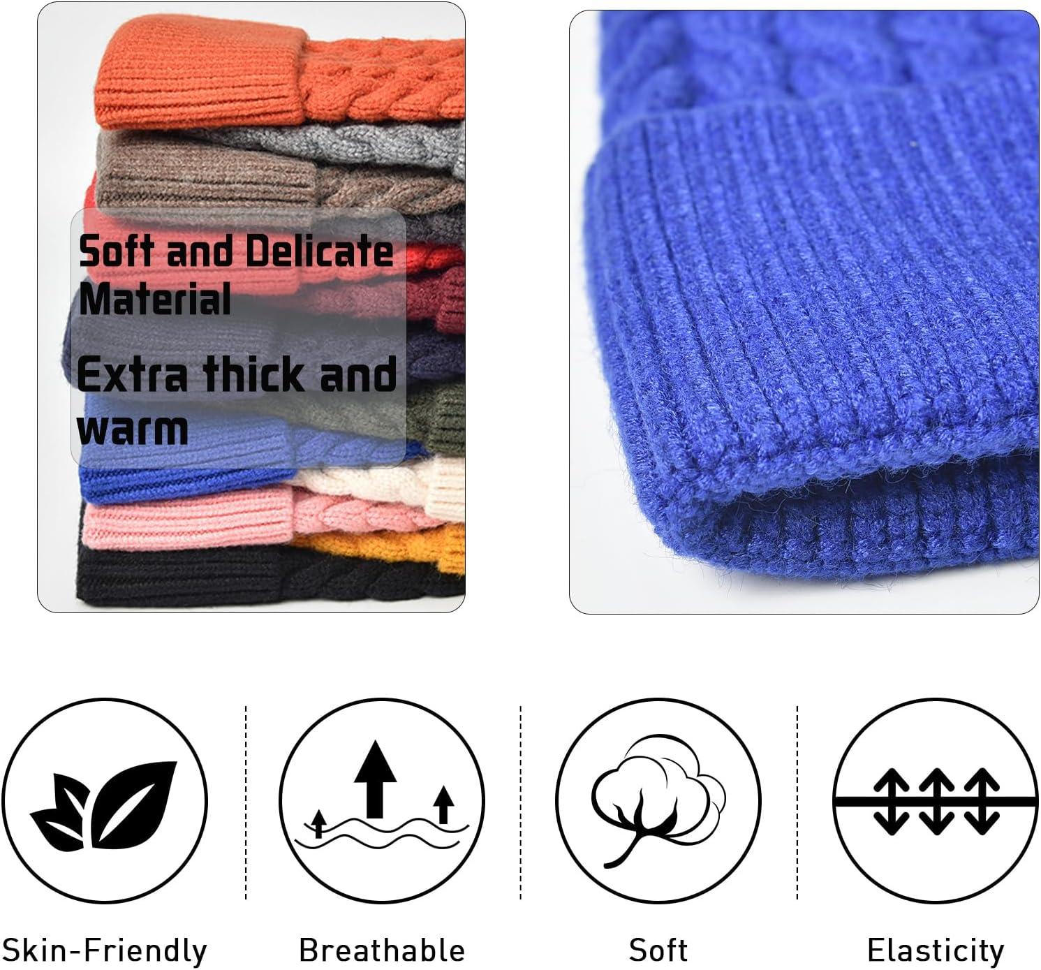 image:imageEnwokran Bonnet dhiver Tricot pour Femme Unisexe Mlange Premium Chaud et Respirant Doux Extensible Revers Chapeau Idal pour lAutomne et lHiverVert militaire