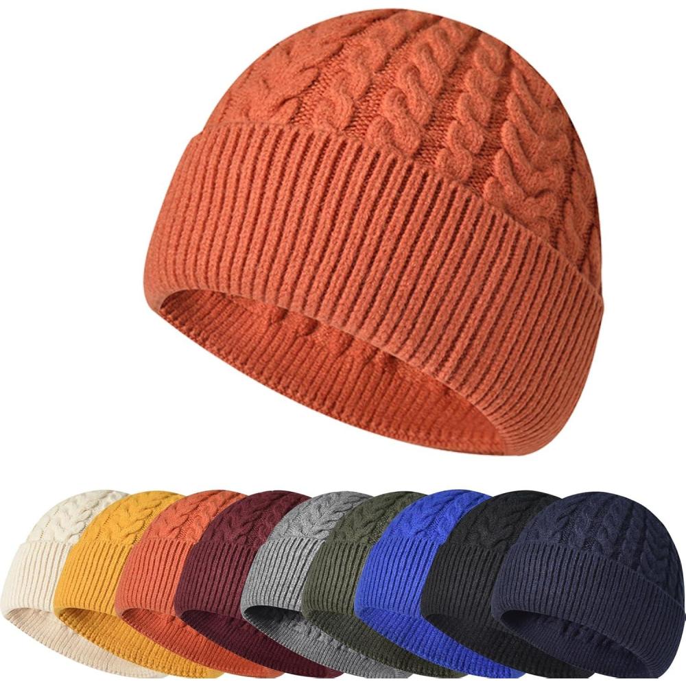 image:imageEnwokran Bonnet dhiver Tricot pour Femme Unisexe Mlange Premium Chaud et Respirant Doux Extensible Revers Chapeau Idal pour lAutomne et lHiverOrange
