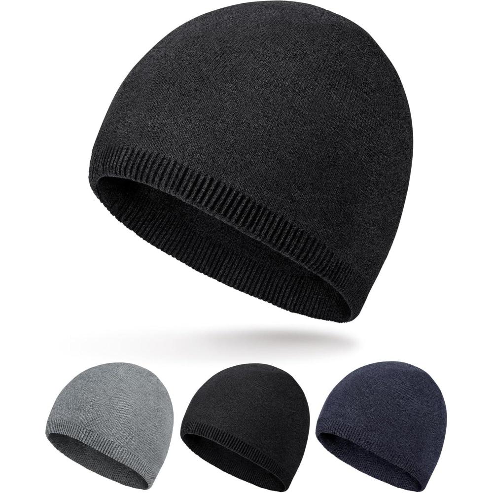 image:imageMELLIEX Bonnet dhiver Unisexe Bonnet Tricots Chaud Chapeau dhiver pour Homme et FemmeNoir