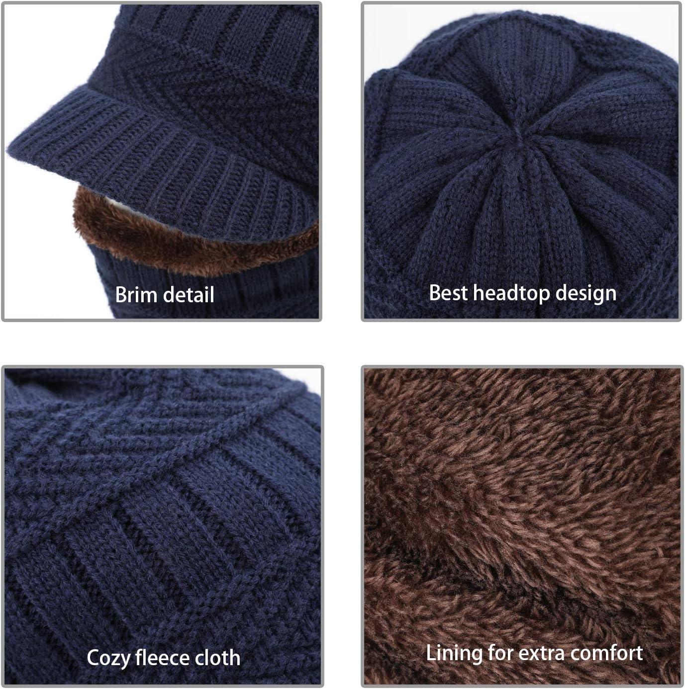 image:imageWinter Bonnet Bonnet Balaclava en Tricot avec CacheCou Flexible Masque Unisexe CoupeVent Ski Chaud pour Sports de Plein AirBleu Marin