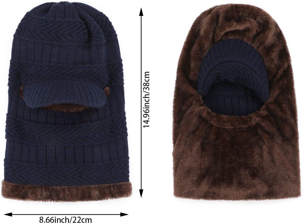 image:imageWinter Bonnet Bonnet Balaclava en Tricot avec CacheCou Flexible Masque Unisexe CoupeVent Ski Chaud pour Sports de Plein AirBleu Marin