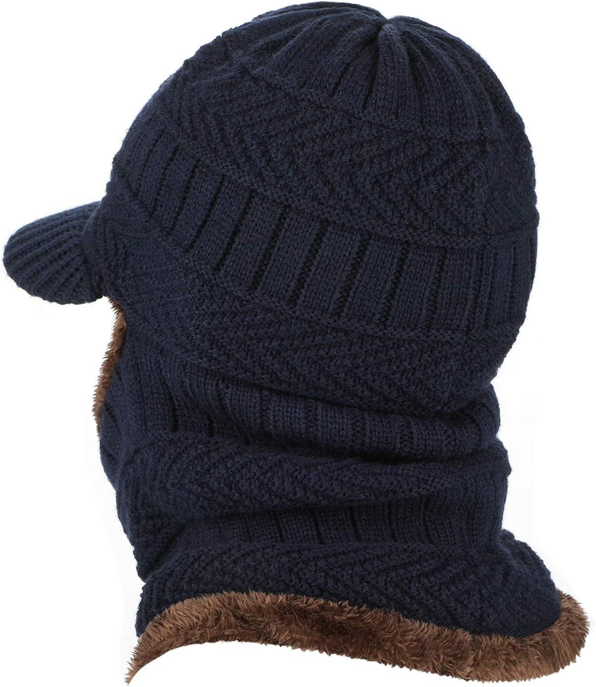 image:imageWinter Bonnet Bonnet Balaclava en Tricot avec CacheCou Flexible Masque Unisexe CoupeVent Ski Chaud pour Sports de Plein AirBleu Marin