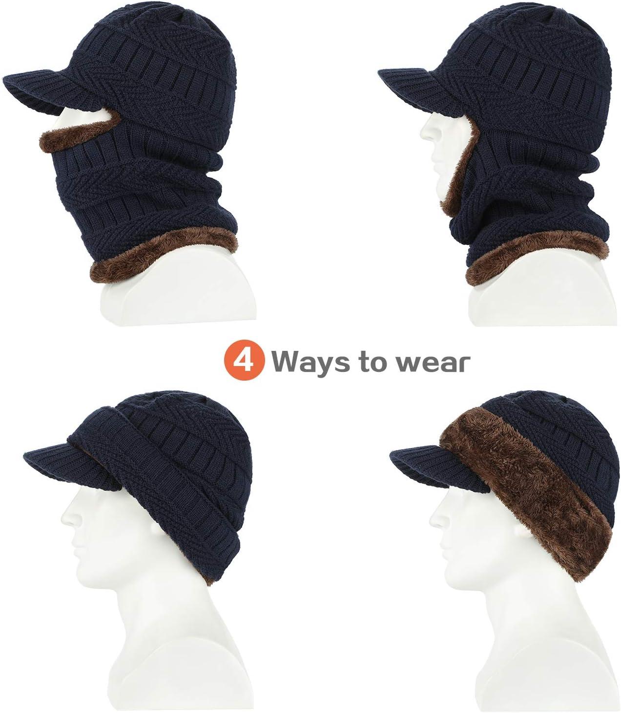 image:imageWinter Bonnet Bonnet Balaclava en Tricot avec CacheCou Flexible Masque Unisexe CoupeVent Ski Chaud pour Sports de Plein AirBleu Marin