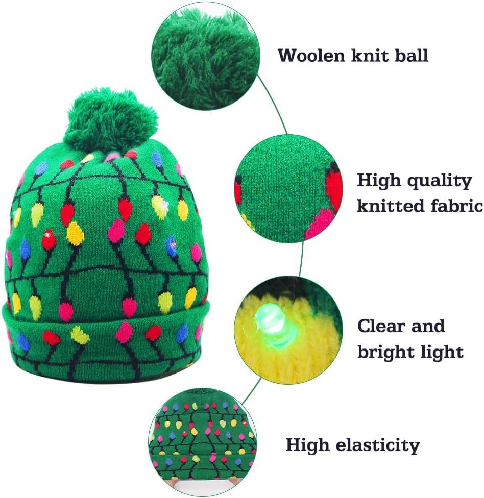 image:imageFengyang Bonnet Noel Lumineux Bonnet Nol Bonnet en Tricot pour Unisex Costume Dcoration de Nol Chapeau du pre Nol Adultes pour Femme Homme pour Fte de Nol et RveillonsB