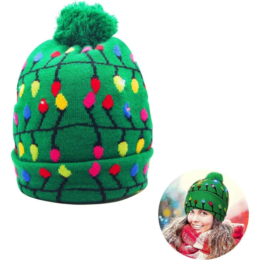 image:imageFengyang Bonnet Noel Lumineux Bonnet Nol Bonnet en Tricot pour Unisex Costume Dcoration de Nol Chapeau du pre Nol Adultes pour Femme Homme pour Fte de Nol et RveillonsB