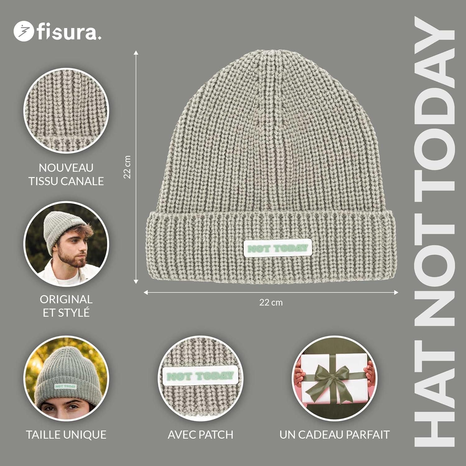 image:imagefisura Bonnet dhiver unisexe avec message original bonnet revers doux et confortable pour femme et homme Taille unique ide cadeau amusante et originale pour les jours froidsAujourdhui Gris