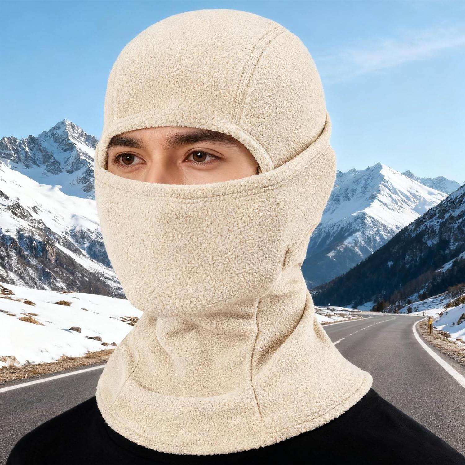 image:imageMasque de ski Cachecou avec capuche pour temps froid Masque de protection du visage thermique en polaire Pour hommes et femmes Snowboard Travail Ski Randonne Travail Conduite VoyageAbricot