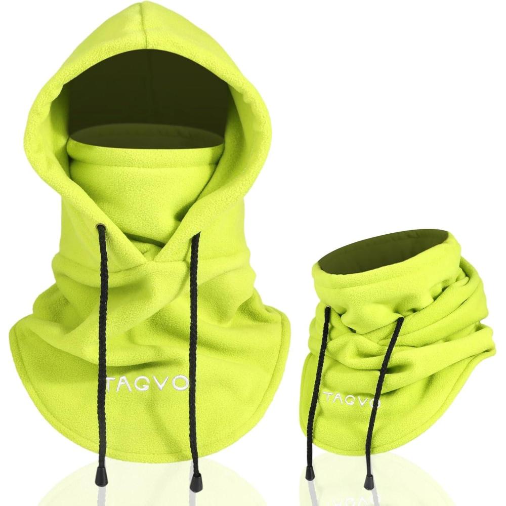 image:imageTAGVO Hiver Cagoule en Polaire Thermique Multifonction Chaud Capuche Rglable Chapeau de Ski CouvreVisage Masque Facial CacheCou Neck Gaiter pour la Course Ski Cyclisme Homme FemmeVert