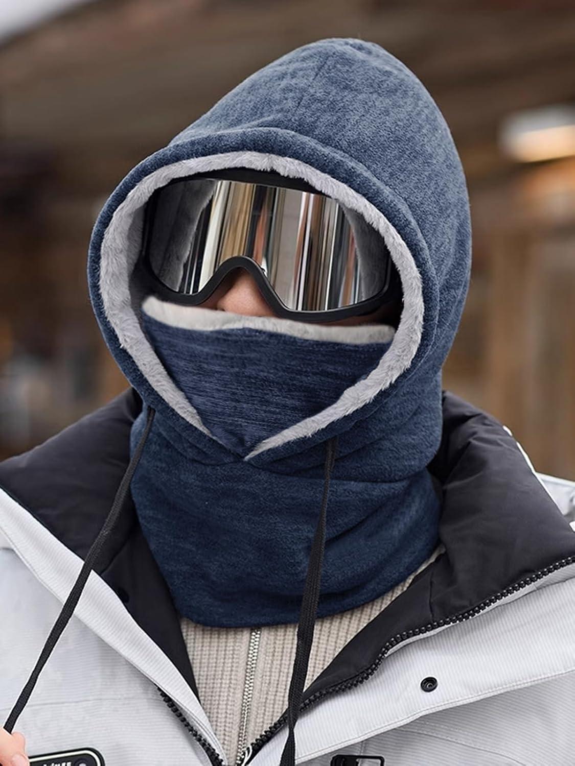 image:imageCagoule Balaclava Polaire Hiver pour Femme Homme Thermique Respirant Multifonction Masque de Ski Capuchon Chaud Chapeau Cache Cou Couvre Visage pour Ski Cyclisme Moto RandonneBleu Marine