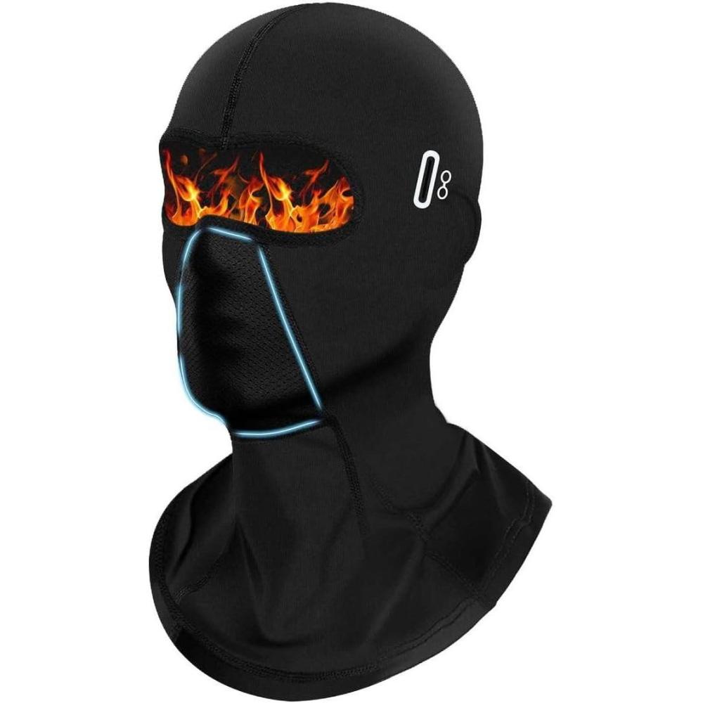 image:imageCagoule Polaire dhiver pour Homme Masque de Ski Coupe Balaclava Respirant CacheCou CouvreVisage lastique Masque pour Moto vlo Cyclisme SnowboardNoir