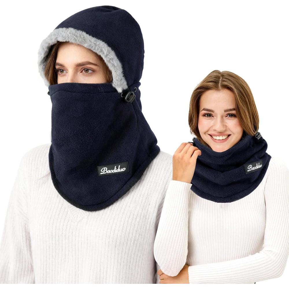 image:imageTAGVO Cagoule Polaire Femme Homme Hiver Masque Ski Multifonction Balaclava Chapeau Thermique Capuche Bonnet de Tempte Cache Cou pour Sports de Plein Air Taille UniqueBleu