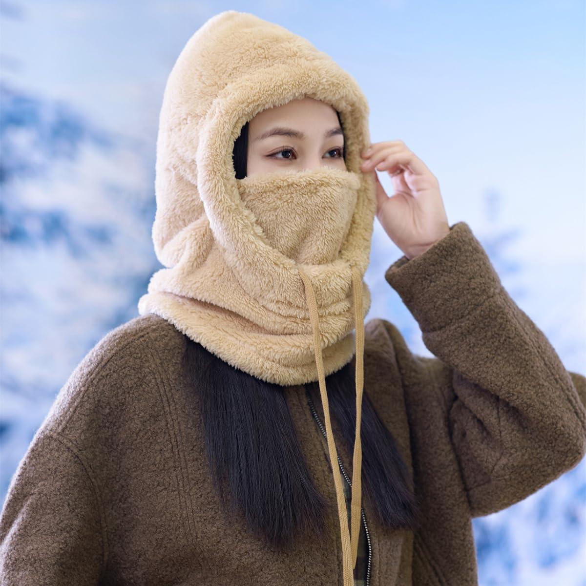 image:imageMasque de ski capuche coupevent en polaire pour homme et femmeNoir