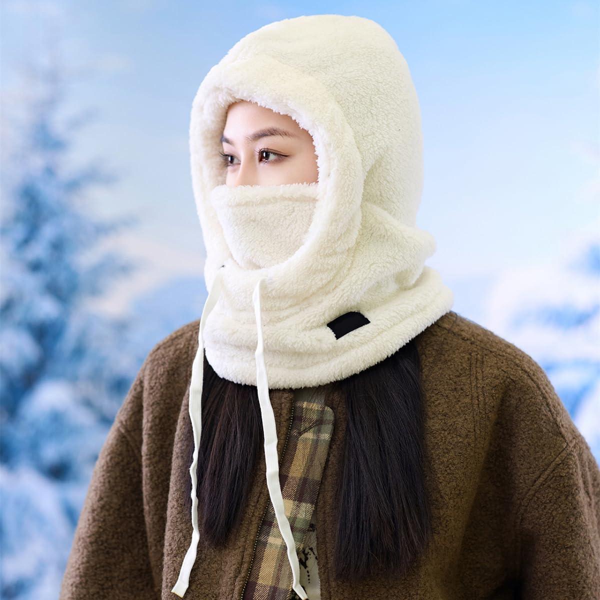 image:imageMasque de ski capuche coupevent en polaire pour homme et femmeNoir