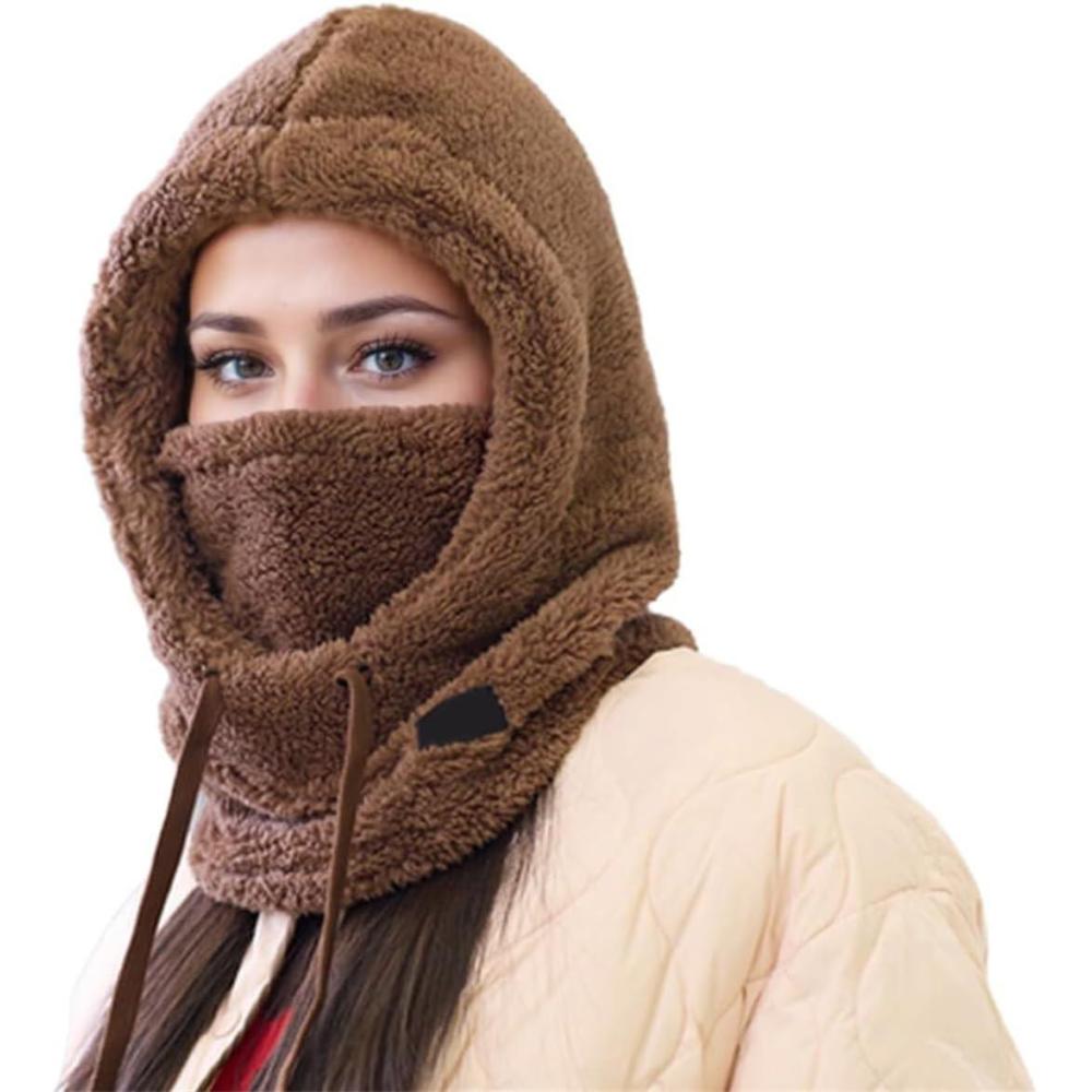 image:imageMasque de ski capuche coupevent en polaire pour homme et femmeMarron