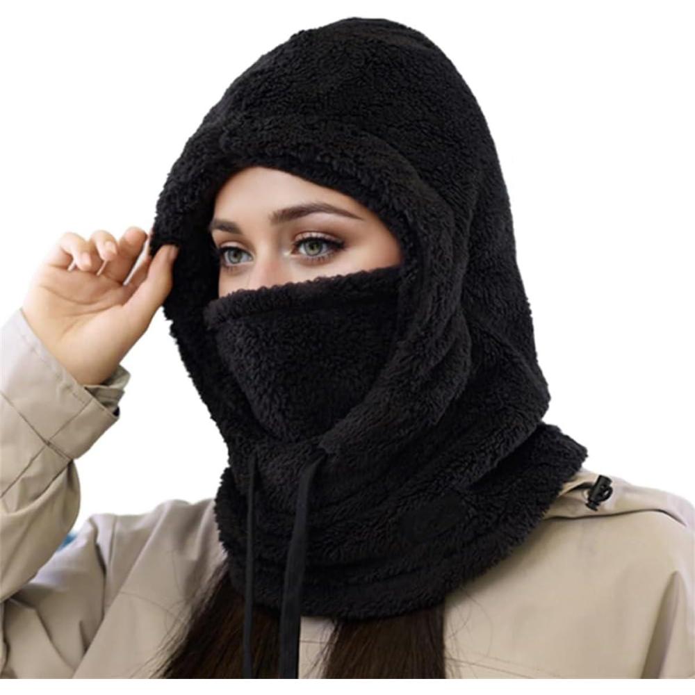 image:imageMasque de ski capuche coupevent en polaire pour homme et femmeNoir