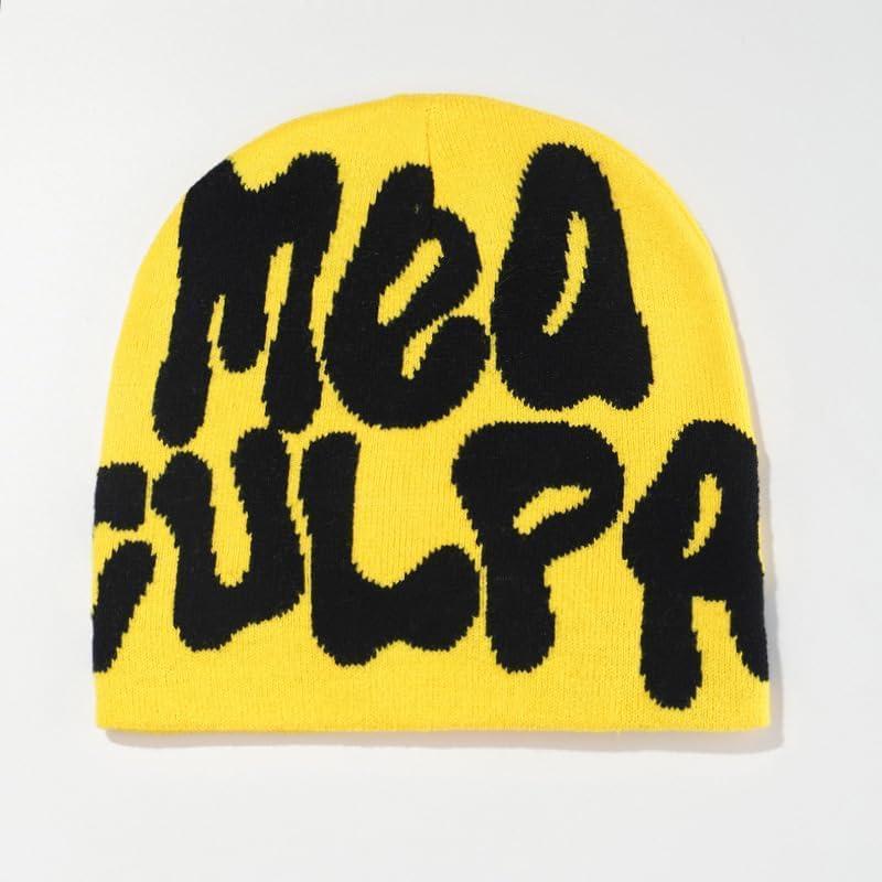 image:imageY2K Beanie MEA Bonnet tricot unisexe chaud et extensible pour hiphop streetwearjaunenoir