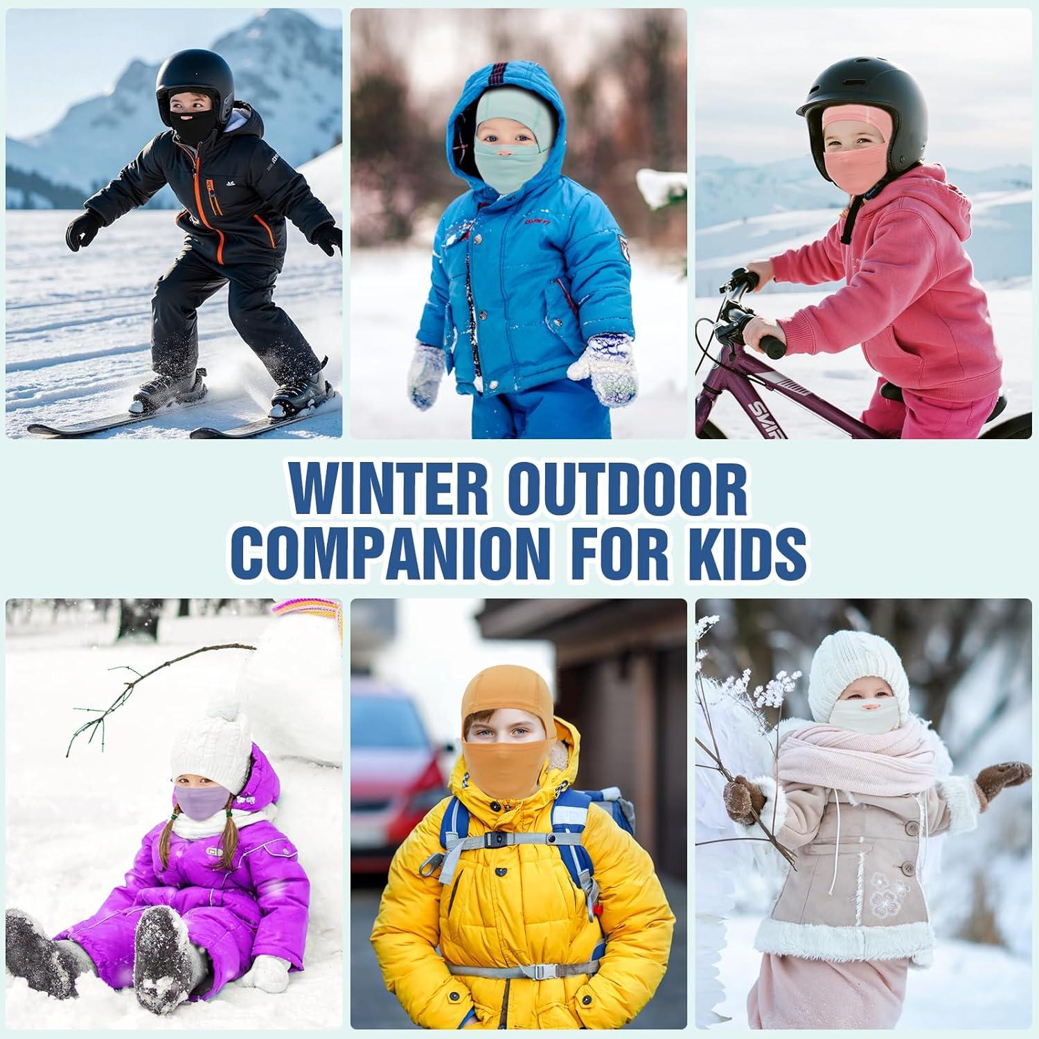 image:imageCagoule dhiver Enfants 412 Ans CoupeVent Respirant Masque de Ski Cyclisme Thermique Polaire Cou CacheCou Hiver Casquette Chapeau sous Les Casques pour Garons et Filles Plein Air VloOrange