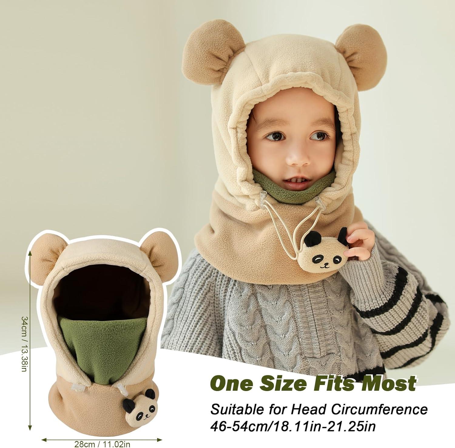 image:imageCagoule dhiver Thermique Enfants Cagoule Enfant Polaire Tour de Cou Chapeau Hiver Chaud Cache Cou Cache Oreilles Bonnet Ski Balaclava Animal Enfant Cagoule Hiver Bonnet Garon Chaud PolaireYPanda Beige