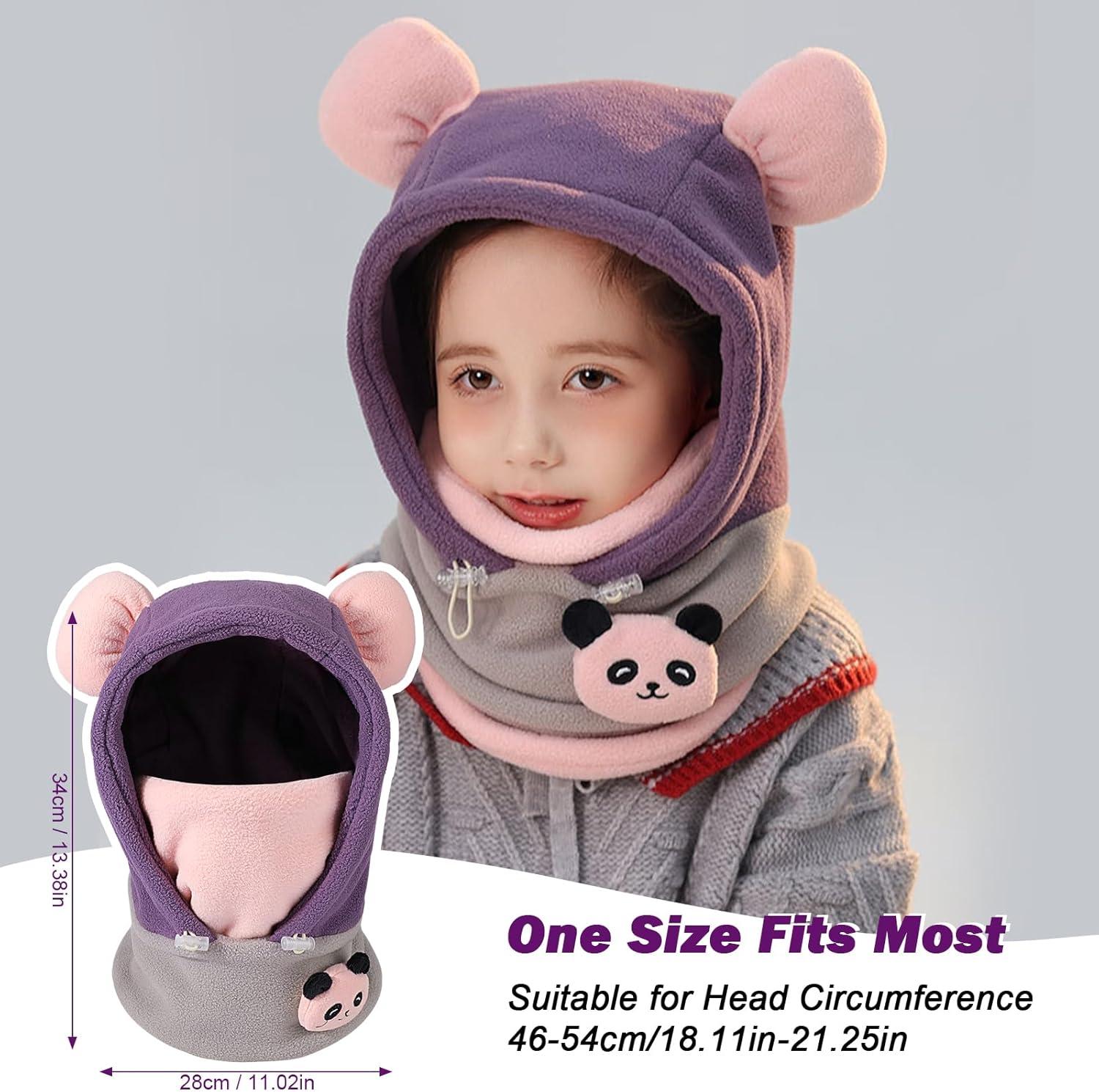 image:imageCagoule dhiver Thermique Enfants Cagoule Enfant Polaire Tour de Cou Chapeau Hiver Chaud Cache Cou Cache Oreilles Bonnet Ski Balaclava Animal Enfant Cagoule Hiver Bonnet Garon Chaud PolaireYPanda Violet