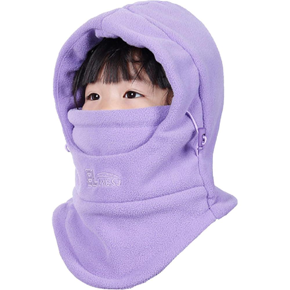 image:imageAzarxis Cagoule Polaire Hiver Enfant Tour de Cou Chapeau Chaud Cache Cou Cache Nez Balaclava Ski charpe CoupeVent pour Garon FilleViolet clair