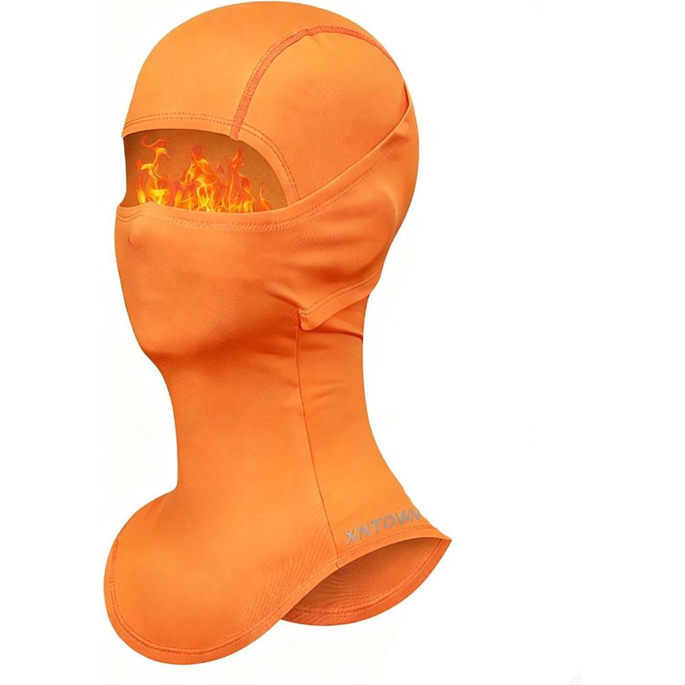 image:imageCagoule dhiver Enfants 412 Ans CoupeVent Respirant Masque de Ski Cyclisme Thermique Polaire Cou CacheCou Hiver Casquette Chapeau sous Les Casques pour Garons et Filles Plein Air VloOrange