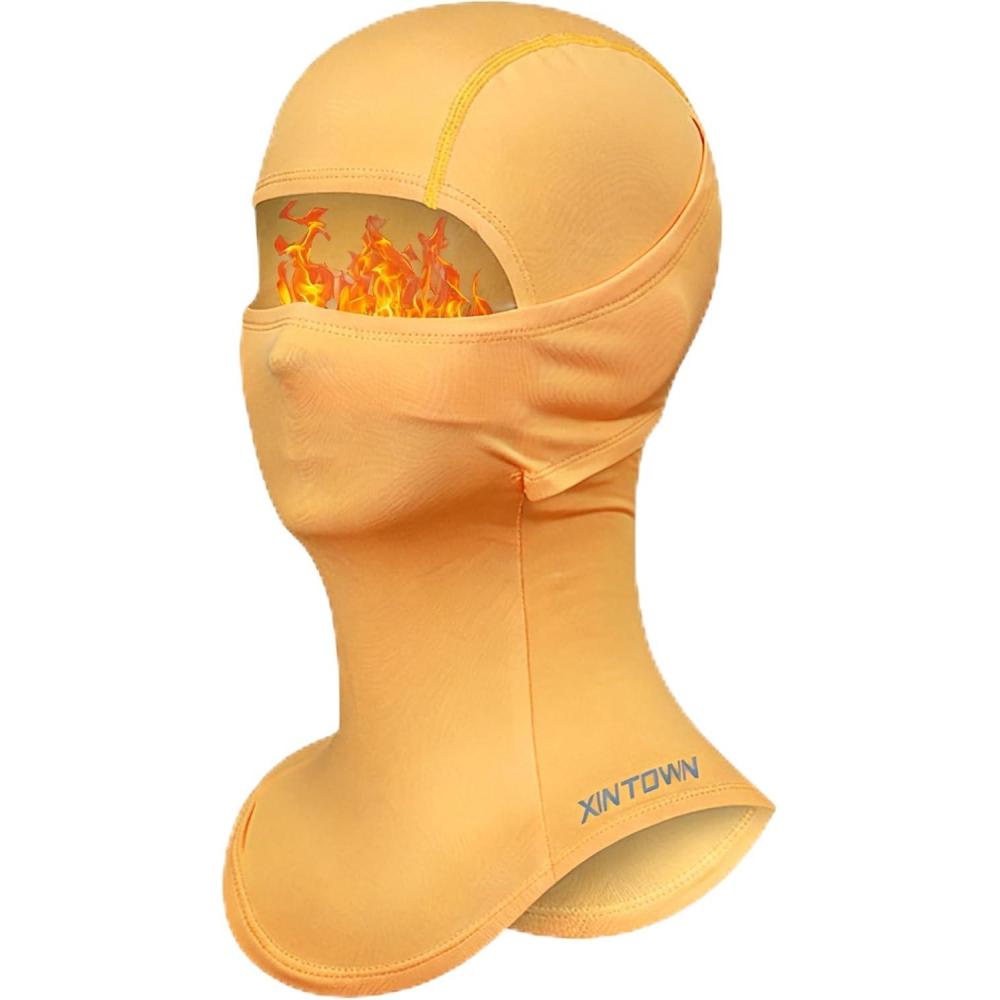 image:imageCagoule dhiver Enfants 412 Ans CoupeVent Respirant Masque de Ski Cyclisme Thermique Polaire Cou CacheCou Hiver Casquette Chapeau sous Les Casques pour Garons et Filles Plein Air VloOrange Clair