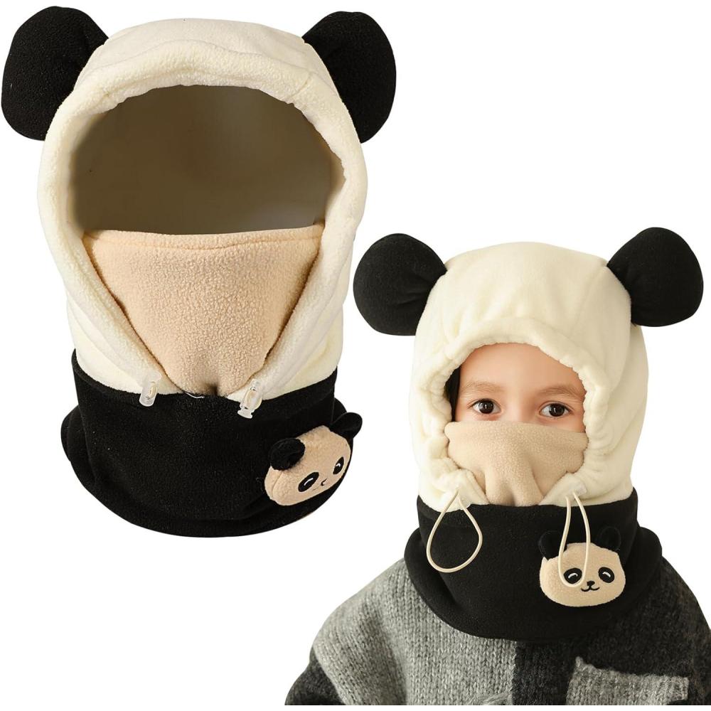 image:imageCagoule dhiver Thermique Enfants Cagoule Enfant Polaire Tour de Cou Chapeau Hiver Chaud Cache Cou Cache Oreilles Bonnet Ski Balaclava Animal Enfant Cagoule Hiver Bonnet Garon Chaud PolaireYPanda Blanc