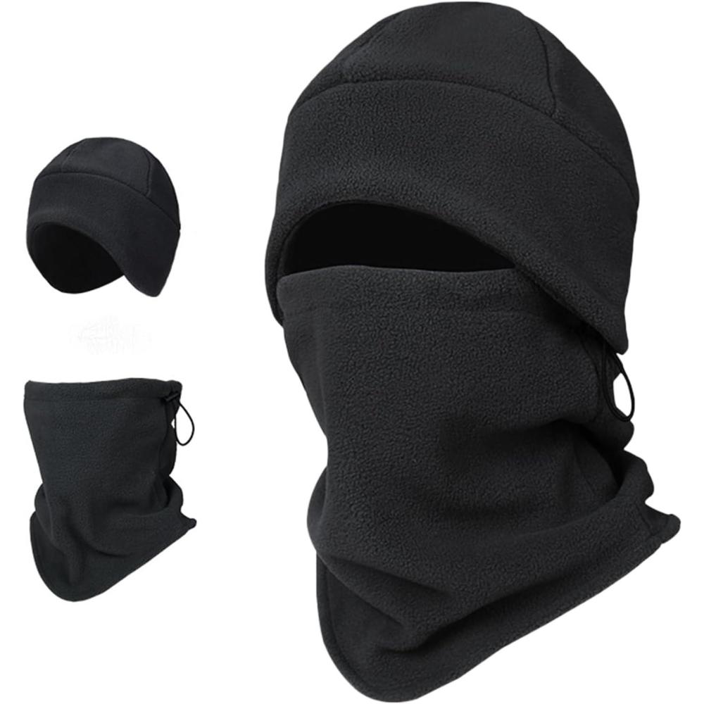 image:imageCagoule Homme Hiver Polaire Cagoule de Ski Balaclava Masque Tissu Chaud Respirant pour Randonne MotoNoir