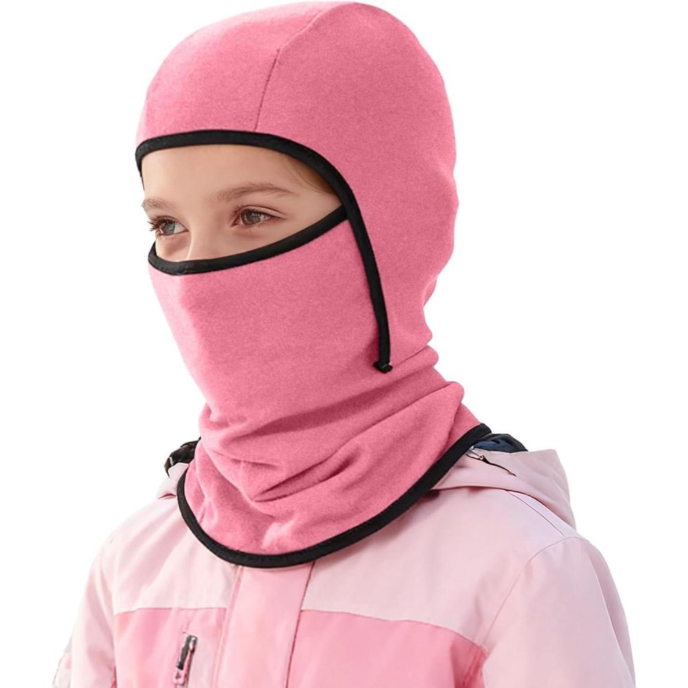 image:imageGenerisch Cagoule dhiver multifonction coupevent polaire chaude masque de ski cyclisme masque facial sous le casque cagoule bonnet avec cachecou pour garons filles hiver sports de plein airO Rose chaud